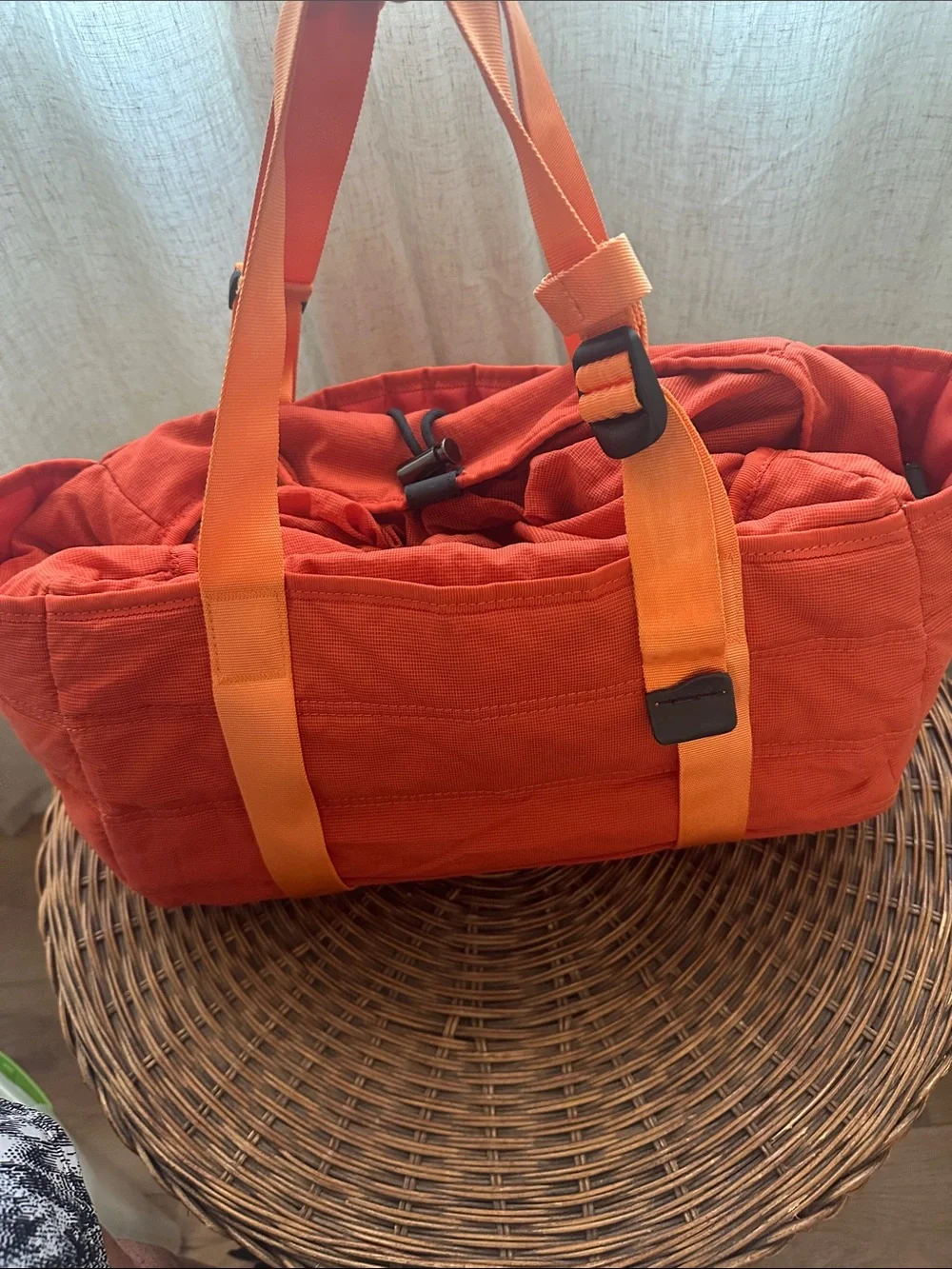 lululemon athletica Orange Quilted Duffel with Bright Straps